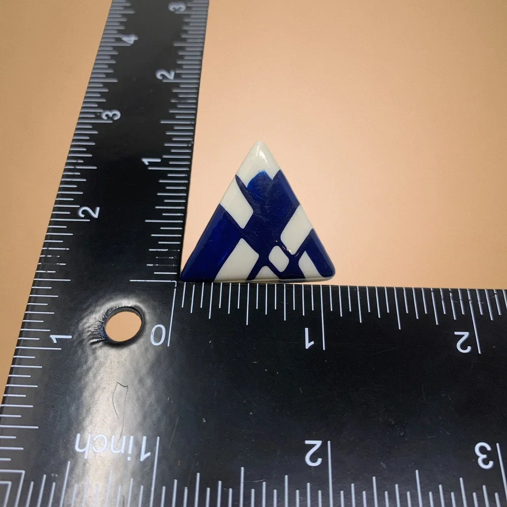 Vintage 1980's Earrings Geometric Triangles Blue & White Pierced Carded New Wave